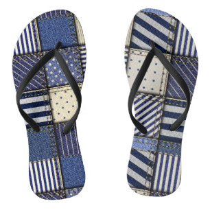 Blue Denim Patchwork Badesandalen