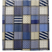 Blue Denim Patchwork Duschvorhang (Vorderseite)