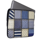 Blue Denim Patchwork Laptopschutzhülle (Vorne Rechts)