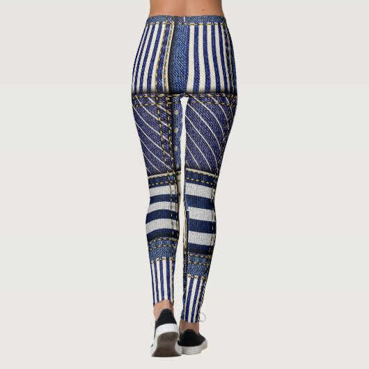 Blue Denim Patchwork Leggings (Rückseite)