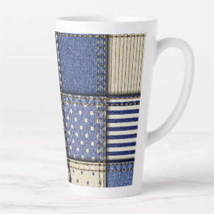 Blue Denim Patchwork Milchtasse