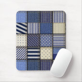Blue Denim Patchwork Mousepad (Mit Mouse)