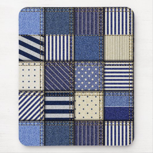 Blue Denim Patchwork Mousepad (Vorne)