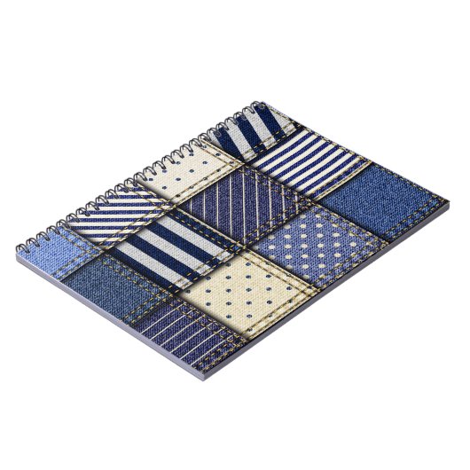 Blue Denim Patchwork Notizblock (Linke Seite)
