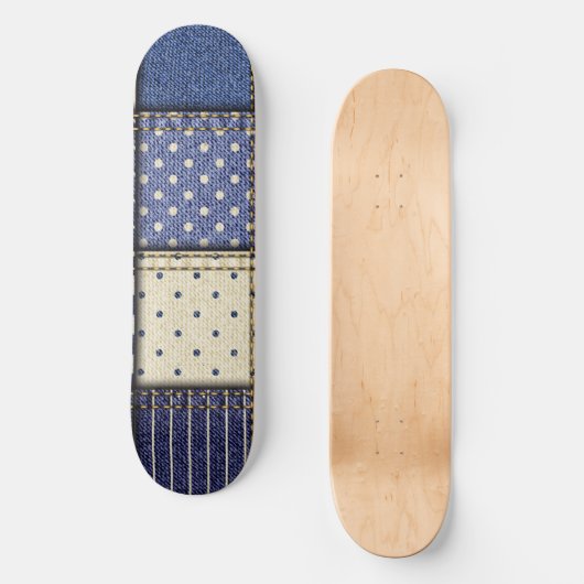 Blue Denim Patchwork Skateboard (Vorderseite)