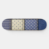 Blue Denim Patchwork Skateboard (Horizontal)