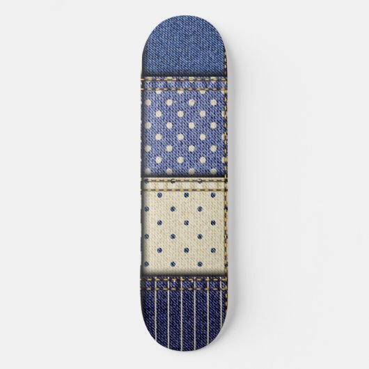 Blue Denim Patchwork Skateboard (Vorderseite)