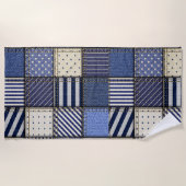 Blue Denim Patchwork Strandtuch (Vorderseite)