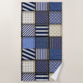 Blue Denim Patchwork Strandtuch (Vorderseite)