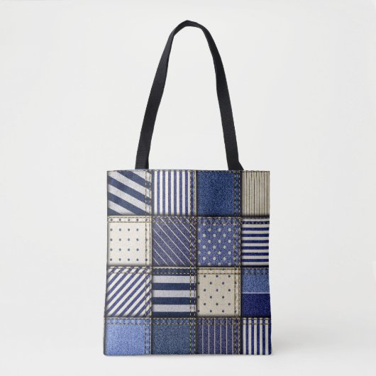 Blue Denim Patchwork Tasche (Vorderseite)