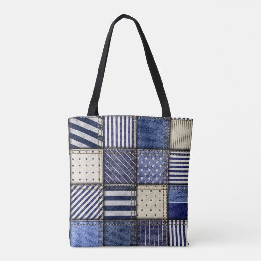 Blue Denim Patchwork Tasche (Rückseite)