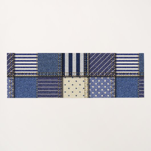 Blue Denim Patchwork Yogamatte (Rückseite (Horizontal))