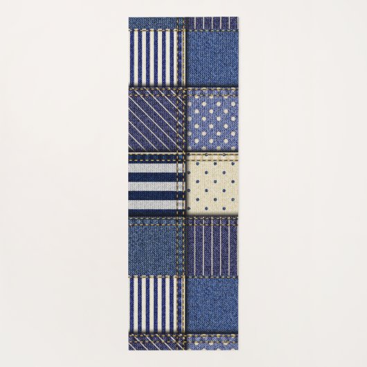 Blue Denim Patchwork Yogamatte (Rückseite)