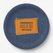 Blue Denim Pattern Graduation Party Pappteller (Vorderseite)