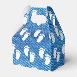 Blue Denim Print Baby Shooting Footprint Muster Geschenkschachtel