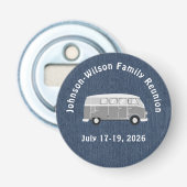Blue Denim Print, Class or Family Reunion Magnet Flaschenöffner (Vorderseite)