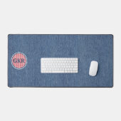 Blue Denim Print Monogram Red & White Karo Schreibtischunterlage (Tastatur & Maus)