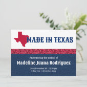 Blue Denim & Red Bandana Print Texas Baby Ankündigung (Stehend Vorderseite)