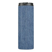 Blue Denim, Red & White Karo, Large Initial 12oz Thermosbecher (Rückseite)