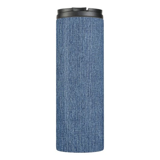 Blue Denim, Red & White Karo, Large Initial 12oz Thermosbecher (Rückseite)