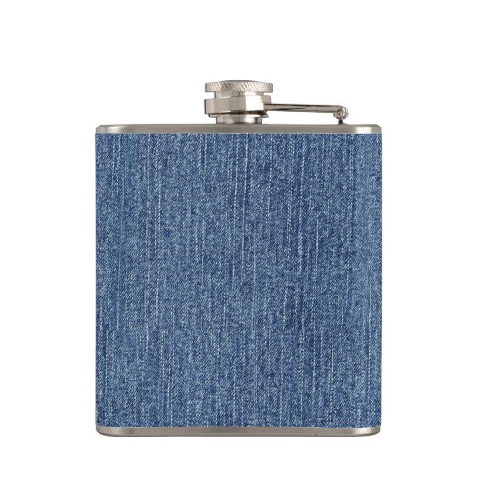 Blue Denim, Red & White Karo, Large Initial 6oz Flachmann (Rückseite)