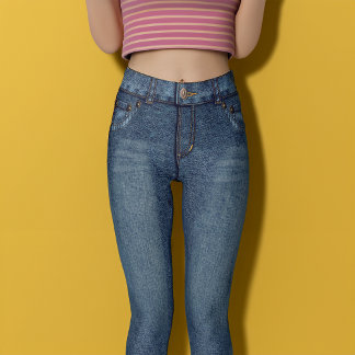 Blue Denim Skinny Jeans Leggings
