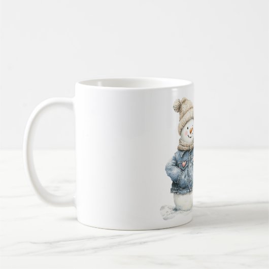 Blue Denim Snowman Christmas Kaffeetasse (Links)