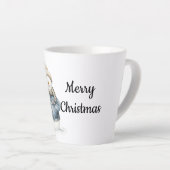 Blue Denim Snowman Christmas Milchtasse (Rechte Ecke)