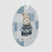 Blue Denim Snowman Christmas Ornament (Vorderseite)