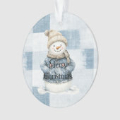 Blue Denim Snowman Christmas Ornament (Vorderseite)