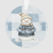 Blue Denim Snowman Christmas Ornament (Vorderseite)