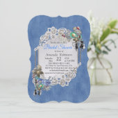 Blue Denim, Spitzen - Kostümschmuck Einladung (Stehend Vorderseite)