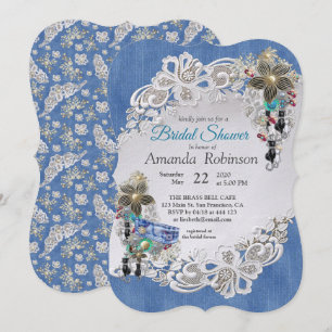 Blue Denim, Spitzen - Kostümschmuck Einladung