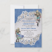 Blue Denim, Spitzen - Kostümschmuck Einladung (Vorderseite)