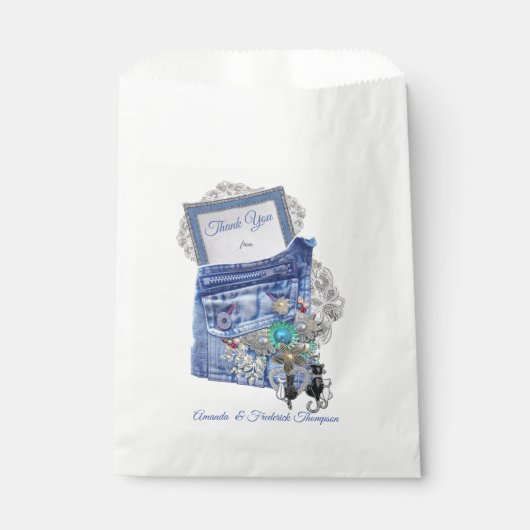 Blue Denim, Spitzen, Kostümschmuck & Kittens Geschenktütchen (Vorderseite)