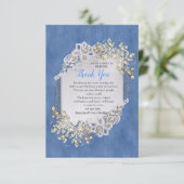 Blue Denim, Spitzen und Elfenbein Perlen Danke, Ka RSVP Karte (Stehend Vorderseite)