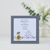 Blue Denim Stars Baby Boy Dusche Einladung (Stehend Vorderseite)