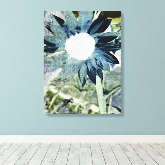 Blue Denim Sunflower Leinwand (Insitu (Holzboden))