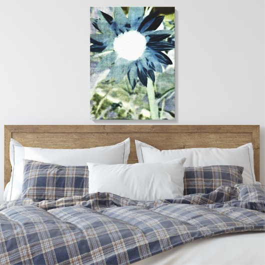 Blue Denim Sunflower Leinwand (Insitu (Schlafzimmer))