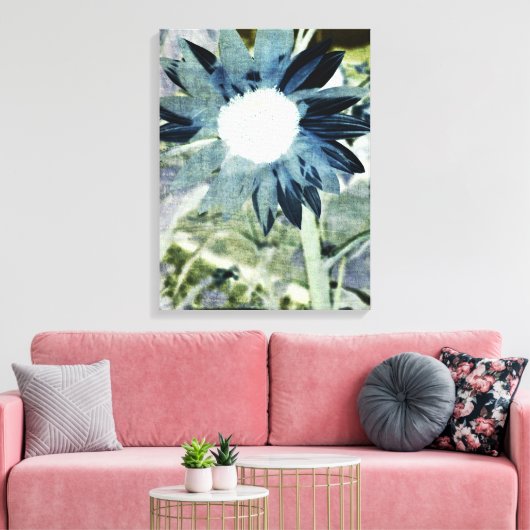 Blue Denim Sunflower Leinwand (Insitu (Wohnzimmer))
