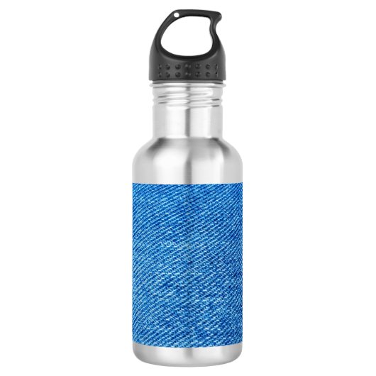 Blue Denim Texture Edelstahlflasche (Vorderseite)