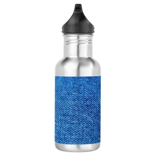 Blue Denim Texture Edelstahlflasche (Rechts)