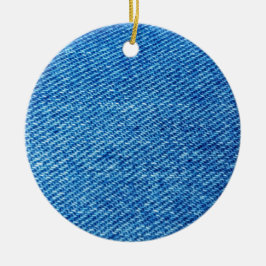 Blue Denim Texture Keramik Ornament