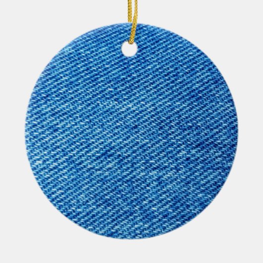 Blue Denim Texture Keramik Ornament (Vorne)