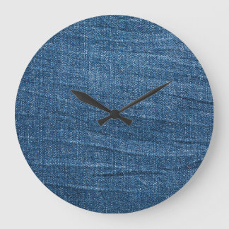 Blue Denim Texture: Klassische Jeans. Große Wanduhr