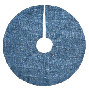 Blue Denim Texture: Klassische Jeans. Polyester Weihnachtsbaumdecke