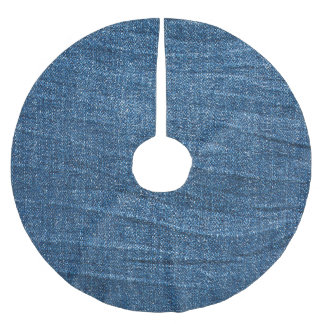 Blue Denim Texture: Klassische Jeans. Polyester Weihnachtsbaumdecke