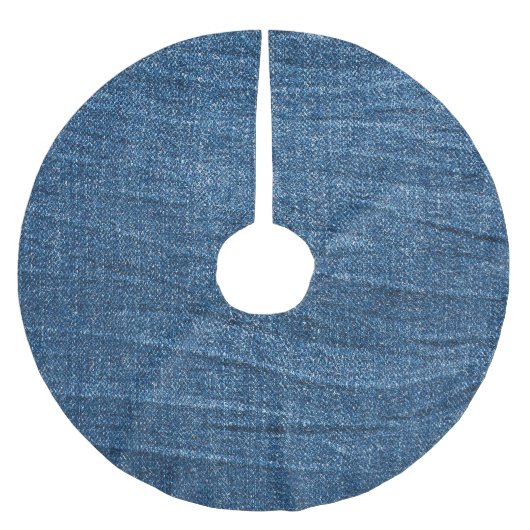 Blue Denim Texture: Klassische Jeans. Polyester Weihnachtsbaumdecke (Vorderseite)
