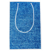 Blue Denim Texture Mittlere Geschenktüte (Vorderseite)
