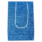 Blue Denim Texture Mittlere Geschenktüte (Rückseite)
